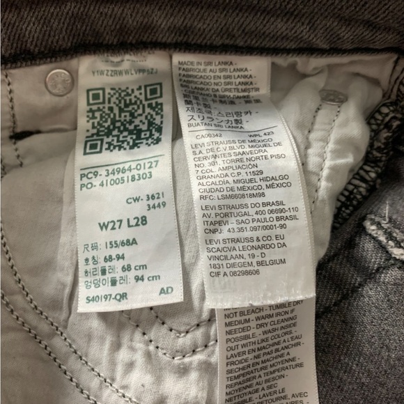 Levi's Wedgie Straight Jeans Straight Leg Hi Rise High Waisted Washed Grey 27 - Picture 13 of 15